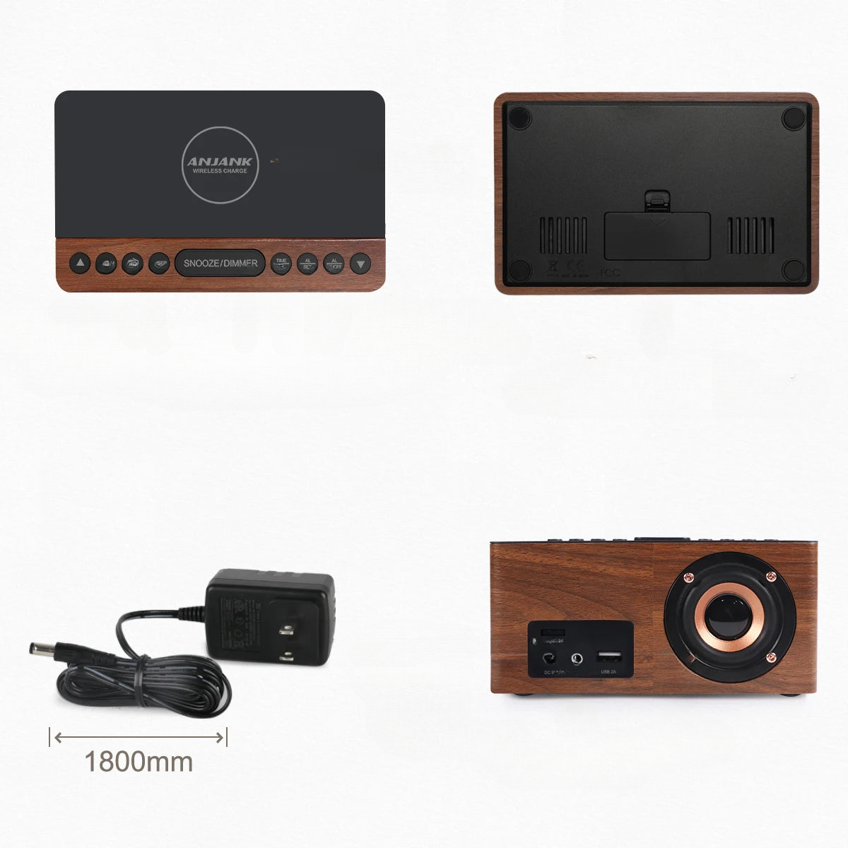 Radio réveil bois induction - vue 3
