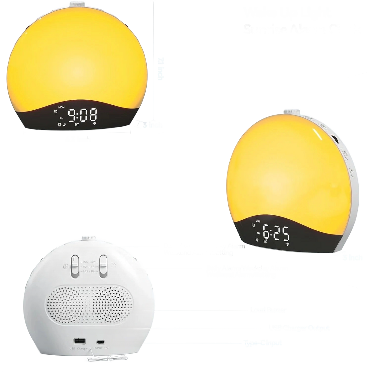 Radio réveil connecté lumineux - vue 3