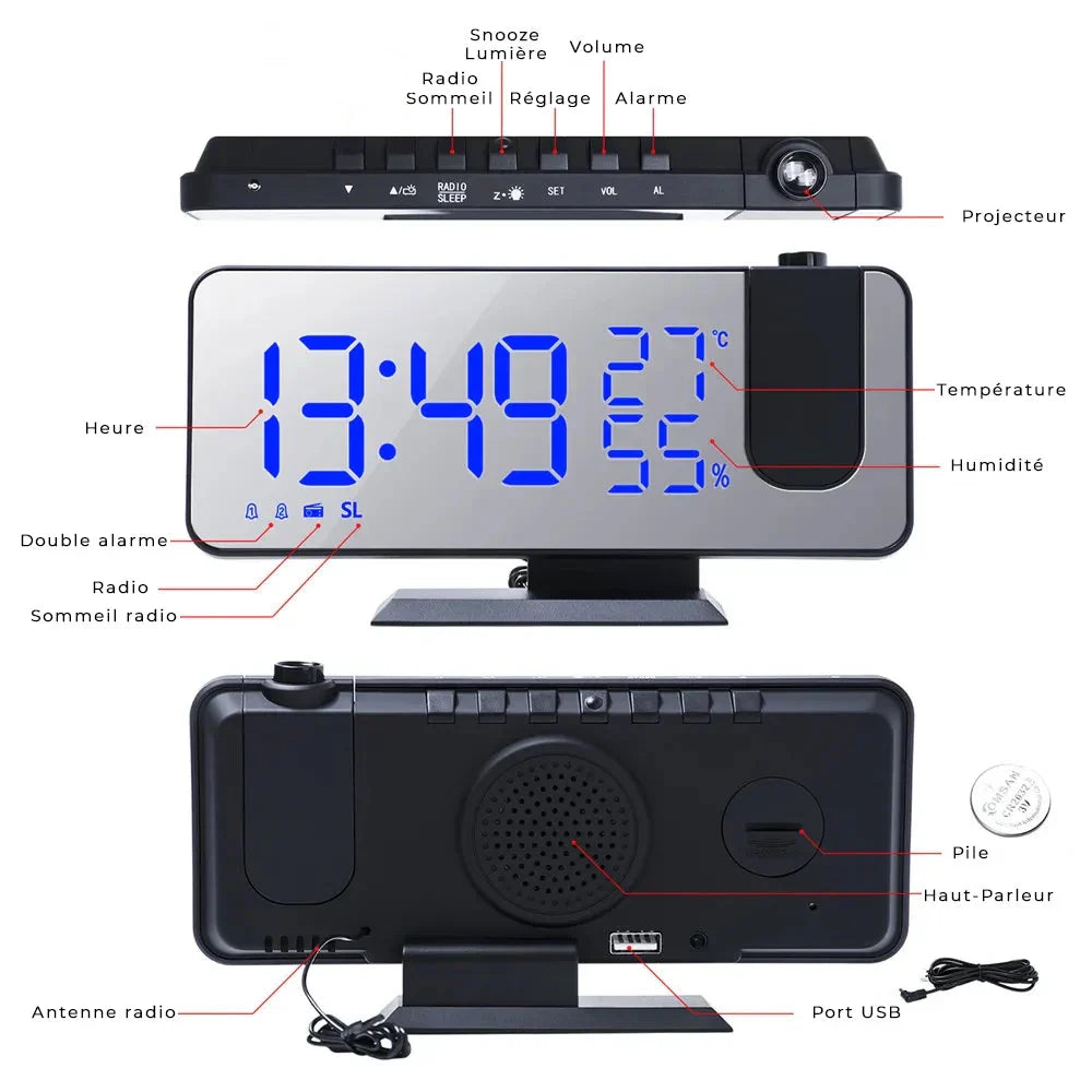 Radio réveil projecteur design - vue 5