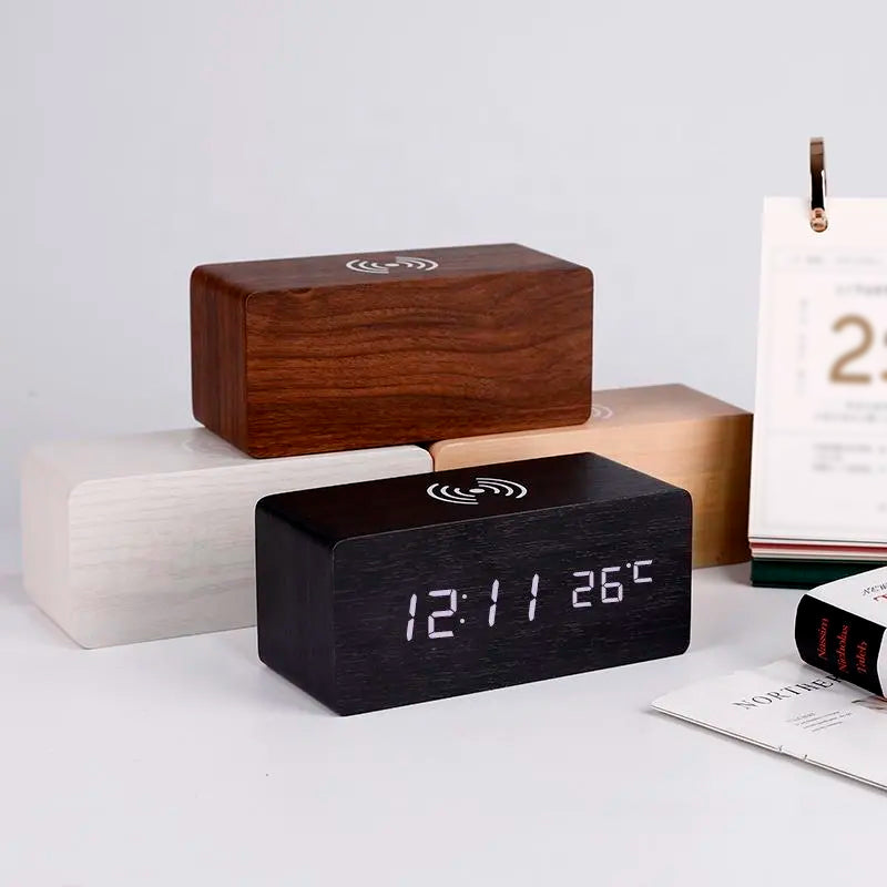 Réveil bois chargeur induction - vue 2
