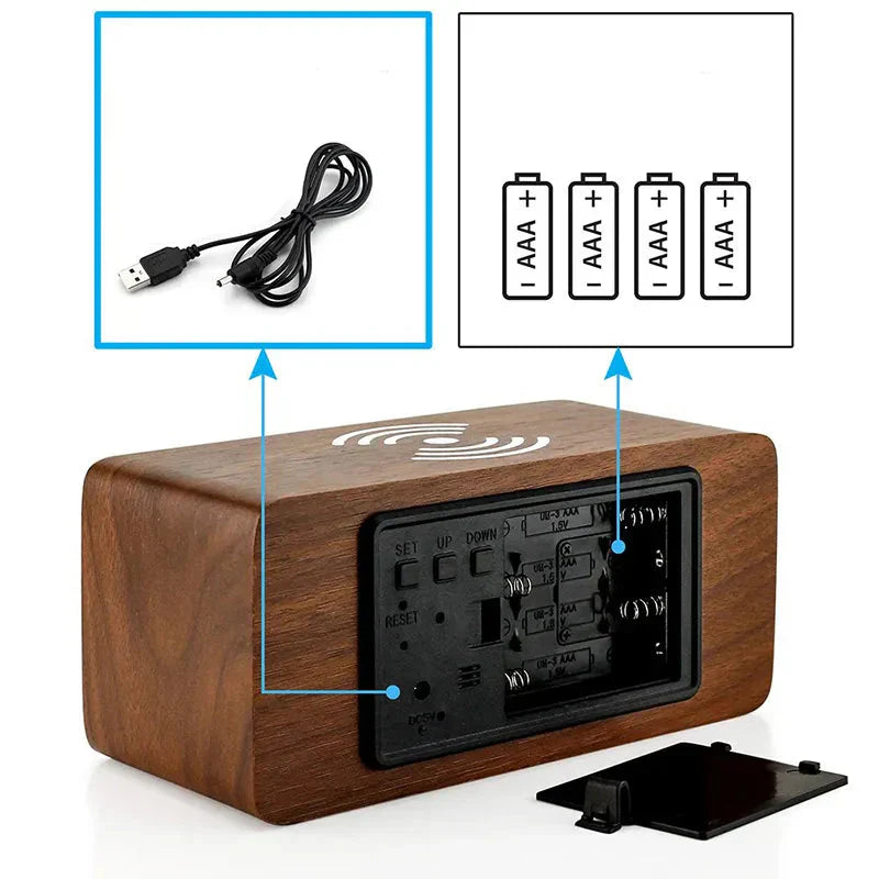 Réveil bois chargeur induction - vue 9