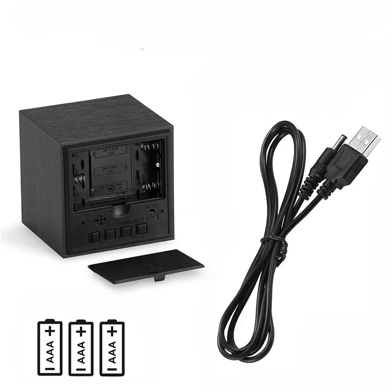 Réveil bois noir cube - vue 4