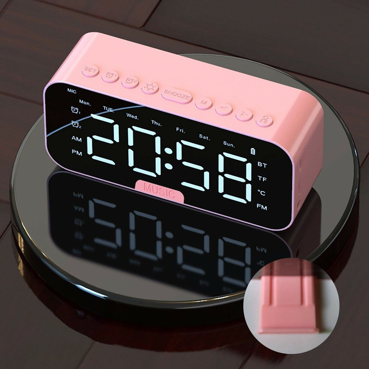 Réveil connecté rose - vue 3