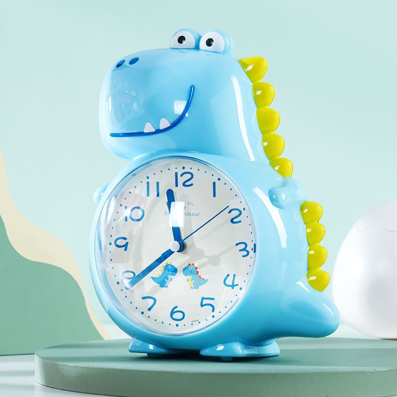 Réveil dinosaure analogique bleu - vue 3