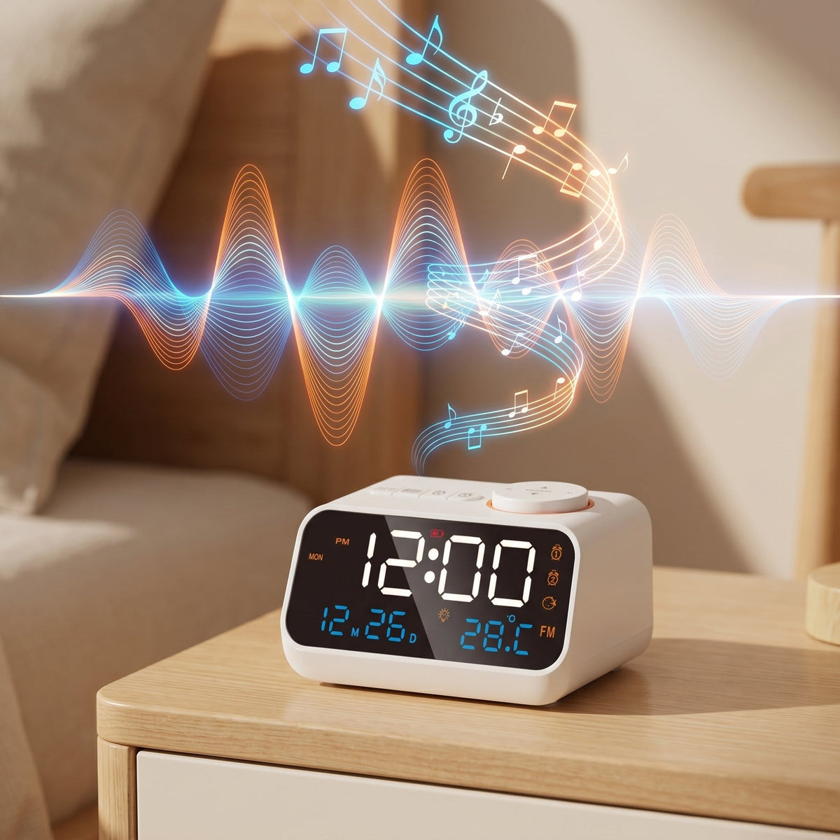 Réveil numérique batterie avec radio