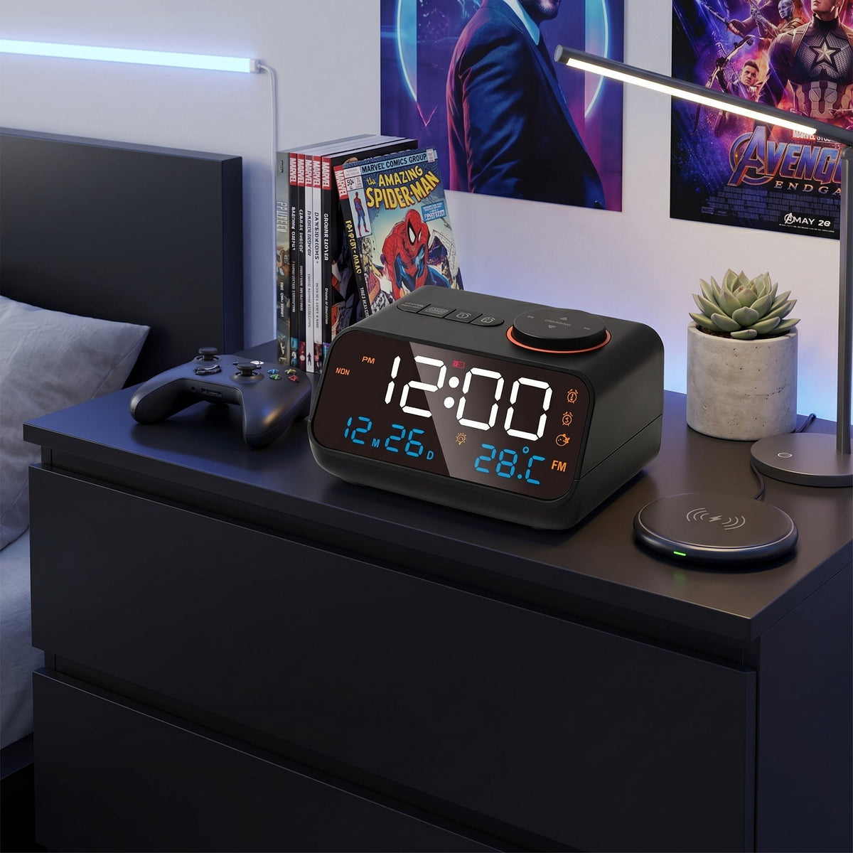 Réveil numérique batterie avec radio
